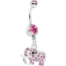 将图片加载到图库查看器，Pink Paved Elephant Dangle Belly Ring
