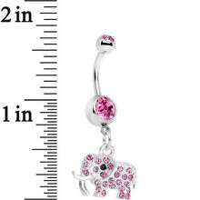 将图片加载到图库查看器，Pink Paved Elephant Dangle Belly Ring
