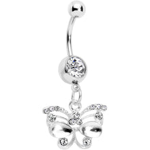 将图片加载到图库查看器，Clear Gem Butterfly Dangle Belly Ring
