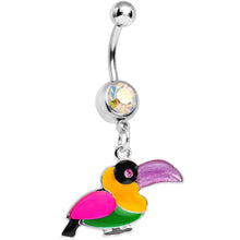 Load image into Gallery viewer, Aurora Gem Multicolored Parrot Dangle Belly Ring
