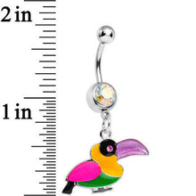 Load image into Gallery viewer, Aurora Gem Multicolored Parrot Dangle Belly Ring
