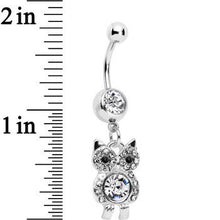 Load image into Gallery viewer, Clear Gem Burrowing Owl Dangle Belly Ring
