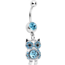 将图片加载到图库查看器，Aqua Gem Burrowing Owl Dangle Belly Ring
