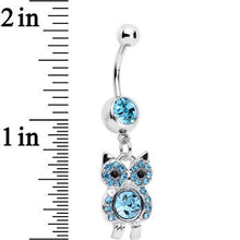 将图片加载到图库查看器，Aqua Gem Burrowing Owl Dangle Belly Ring
