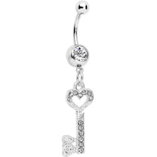 将图片加载到图库查看器，Clear Gem Key to Unlock Love Dangle Belly Ring
