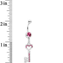 将图片加载到图库查看器，Pink Gem Key to Unlock Love Dangle Belly Ring
