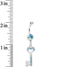将图片加载到图库查看器，Aqua Gem Key to Unlock Love Dangle Belly Ring
