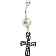 Load image into Gallery viewer, Aurora Gem Cross Dangle Belly Ring
