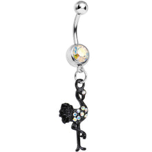 将图片加载到图库查看器，Aurora Gem Black Flamingo Dangle Belly Ring
