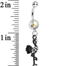 将图片加载到图库查看器，Aurora Gem Black Flamingo Dangle Belly Ring
