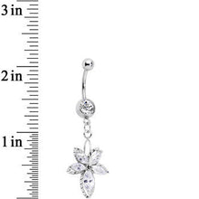 将图片加载到图库查看器，Clear Cubic Zirconia Double Flower Dangle Belly Ring
