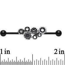 Load image into Gallery viewer, Black Plated Stainless Steel Steampunk Gears Industrial   Barbell 36mm
