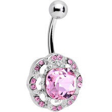 将图片加载到图库查看器，Pink and Clear Gem Petunia Flower Belly Ring
