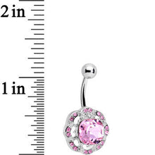 将图片加载到图库查看器，Pink and Clear Gem Petunia Flower Belly Ring
