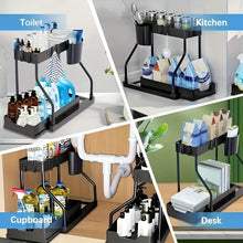 将图片加载到图库查看器，2-Piece Under Sink Organizer with Sliding Shelves – Multi-Purpose Storage Rack
