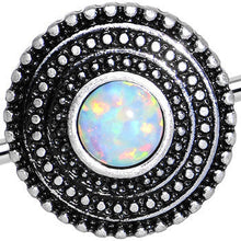 Load image into Gallery viewer, White Synthetic Opal Stainless Steel Medallion Industrial Barbell 37mm
