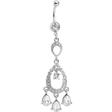 将图片加载到图库查看器，Clear Cubic Zirconia Infinity Hoop Chandelier Belly Ring
