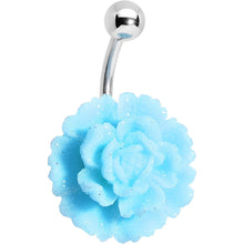 将图片加载到图库查看器，Aqua Gerbera Flower Belly Ring
