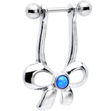 将图片加载到图库查看器，16G Blue Synthetic Opal Stainless Steel Bow Dangle Helix Earring
