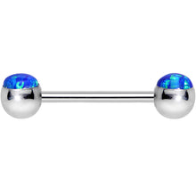 Load image into Gallery viewer, 316L Stainless Steel Blue Synthetic Opal Nipple Barbell Set
