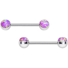 将图片加载到图库查看器，316L Stainless Steel Pink Synthetic Opal Nipple Barbell Set
