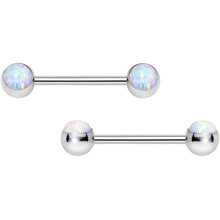 Load image into Gallery viewer, 316L Stainless Steel White Synthetic Opal Nipple Barbell Set
