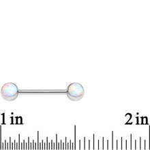 Load image into Gallery viewer, 316L Stainless Steel White Synthetic Opal Nipple Barbell Set
