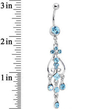 Load image into Gallery viewer, Aqua Gem Inverted Heart Dangle Belly Ring

