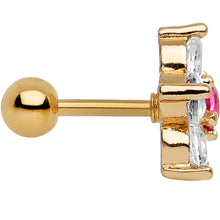 Load image into Gallery viewer, 1/4 Gold Anodized Clear Petaled CZ Floral Tragus Cartilage Earring
