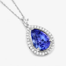 Load image into Gallery viewer, 2.20 Carat Genuine Tanzanite and White Diamond 14K White Gold Pendant
