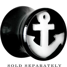 Load image into Gallery viewer, 00G Black Acrylic Drop the White Anchor Saddle Plug

