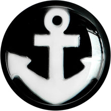 Load image into Gallery viewer, 00G Black Acrylic Drop the White Anchor Saddle Plug
