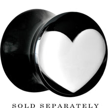 将图片加载到图库查看器，00G Black Acrylic White Heart Saddle Plug
