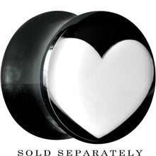 Load image into Gallery viewer, 1/2 Black Acrylic White Heart Saddle Plug

