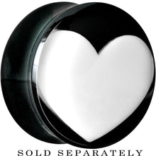 Load image into Gallery viewer, 20mm Black Acrylic White Heart Saddle Plug
