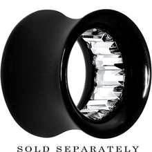 Load image into Gallery viewer, Black Acrylic Clear Gem Inlay Saddle Tunnel Plug 0G to 1 Inch

