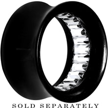 Load image into Gallery viewer, Black Acrylic Clear Gem Inlay Saddle Tunnel Plug 0G to 1 Inch
