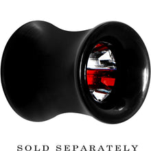 Load image into Gallery viewer, Black Acrylic Red and Clear Gem Inlay Saddle Tunnel Plug 0G to 1 Inch
