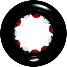 Load image into Gallery viewer, Black Acrylic Red and Clear Gem Inlay Saddle Tunnel Plug 0G to 1 Inch
