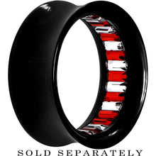 Load image into Gallery viewer, Black Acrylic Red and Clear Gem Inlay Saddle Tunnel Plug 0G to 1 Inch
