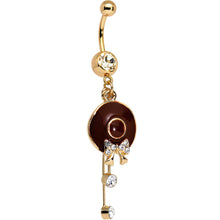 将图片加载到图库查看器，Clear Gem Gold Anodized Hold Your Hat Bright Bow Dangle Belly Ring
