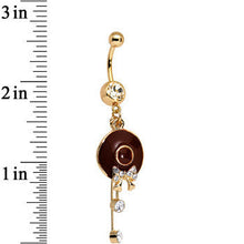 将图片加载到图库查看器，Clear Gem Gold Anodized Hold Your Hat Bright Bow Dangle Belly Ring
