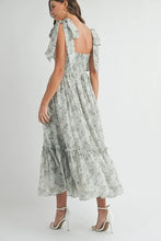 将图片加载到图库查看器，Floral Bust Ruched Midi Dress with Shoulder Tie For Women – Ruched Midi Dress For Summer, Floral Bust Dress, Shoulder Tie Dress, Feminine Midi Dress, Chic Event Dress
