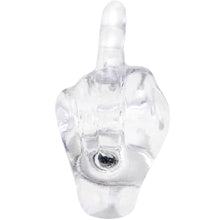 Load image into Gallery viewer, 14G 5/8 Clear Acrylic Flip the Middle Finger Barbell Tongue Ring
