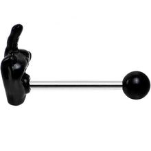Load image into Gallery viewer, 14G 5/8 Black Acrylic Flip the Middle Finger Barbell Tongue Ring
