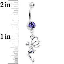 Load image into Gallery viewer, Purple Gem Hovering Fairy Dangle Belly Ring
