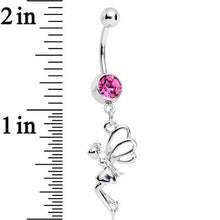 Load image into Gallery viewer, Pink Gem Hovering Fairy Dangle Belly Ring
