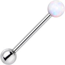Load image into Gallery viewer, 316L Stainless Steel White Synthetic Opal Ball Barbell Tongue Ring
