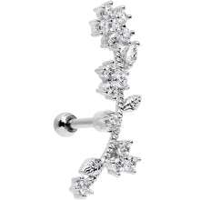 Load image into Gallery viewer, Stainless Steel CZ Flower Vine Left Tragus Cartilage Earring
