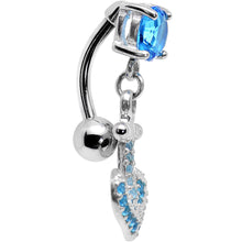 Load image into Gallery viewer, 925 Sterling Silver Aqua Jeweled Anchor Top Mount Dangle Belly Ring
